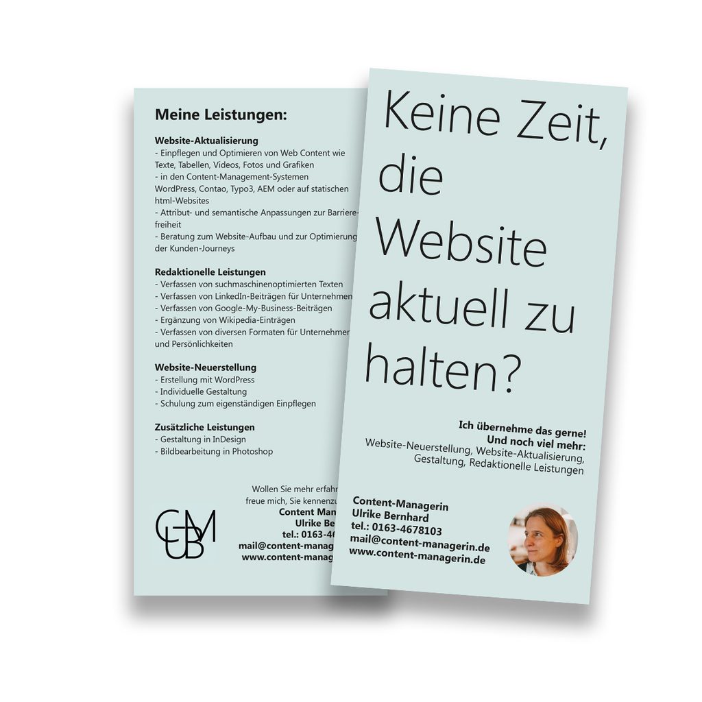 Flyer Content Managerin Ulrike Bernhard